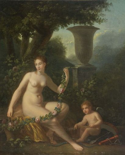 Jacques antoine vallin (1760 - 1831) Vénus et l'Amour Toile (sans cadre) H_45,5 cm...