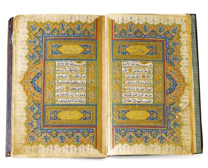 null Coran, signé et daté. Manuscrit copié par Al-Sayyid Ya'qûb al-Fawzî, disciple...