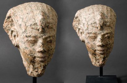 null Portrait de roi attribué à Ramses III. Rare tête provenant d'une statue représentant...