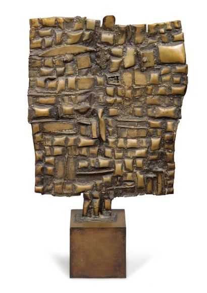 César (1921-1998) Plaque Berlingot, 1958 Epreuve en bronze signée à la base. Signée...