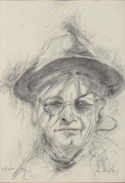 Jan Burssens (né en 1925) Portrait de Gaston Burssens Dessin au crayon, signé en...