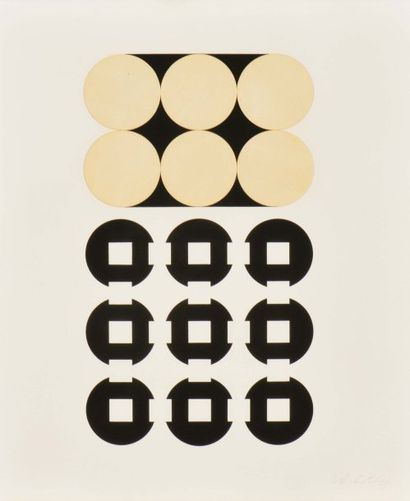 Victor VASARELY (1908-1997) Composition Collage sur papier lithographié H_44 cm L_...