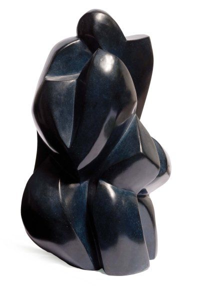 Michèle Chast Composition Epreuve en bronze à patine bleue nuancée. Signée et numérotée...