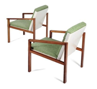 heinrich stolle (1897-1966) paire de fauteuils à assises et dossiers en coques de...