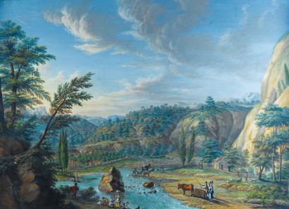 Attribué à Alphonse Nicolas Michel Mandevare (?- Paris 1829) Paysage de montagne...