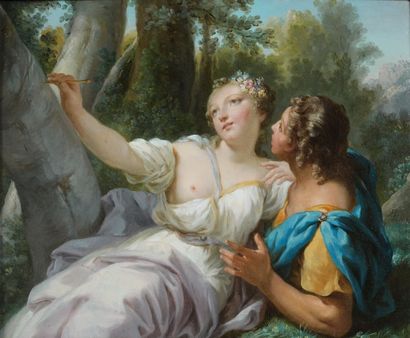 Jean Baptiste Benard (? 1751 - ? 1798) Angélique et Médor Panneau, une planche, non...
