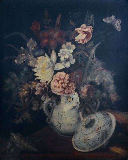 Margaretha-Barbara Dietzsch (Nuremberg 1716-1795) Bouquet de fleurs Toile. Signée...