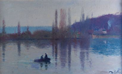Joseph Delatt re (1858-1912) Le lac Toile. Signée en bas à droite. H_32 cm L_59,5...
