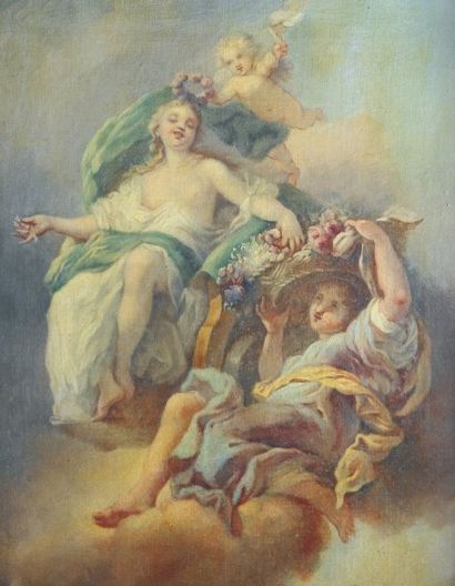 Attribué à Antoine François Callet (1741 - 1823) Le couronnement de Flore Toile....
