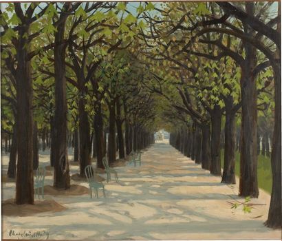 Roger CHAPELAIN-MIDY (1904-1992) Le jardin du Luxembourg Huile sur toile. Signée...