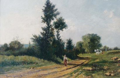Emile Charles Lambinet (1815-1877) Paysage Huile sur toile. Signée en bas à gauche....