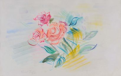 Raoul DUFY (1877-1953) Bouquet de fleurs Aquarelle et pastel sur papier. Signée Raoul...