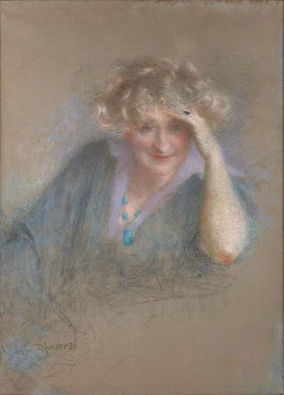 Lucien Levy-Dhurmer (1865-1953) Portrait de l'épouse de l'artiste Pastel sur papier....
