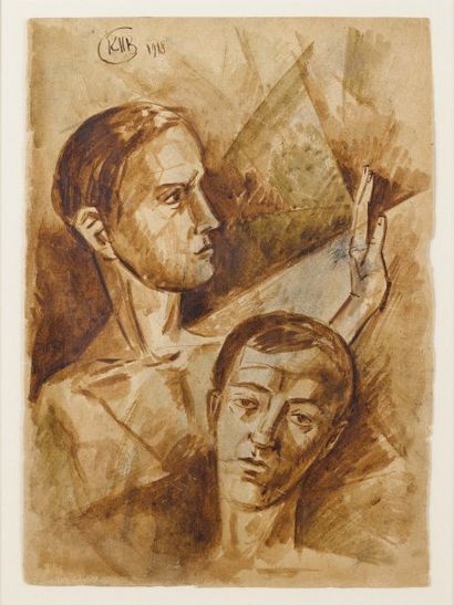 Kuz'ma Sergeevitch Petrov-Vodkin (1878-1939) Le double, 1918 Aquarelle sur papier....