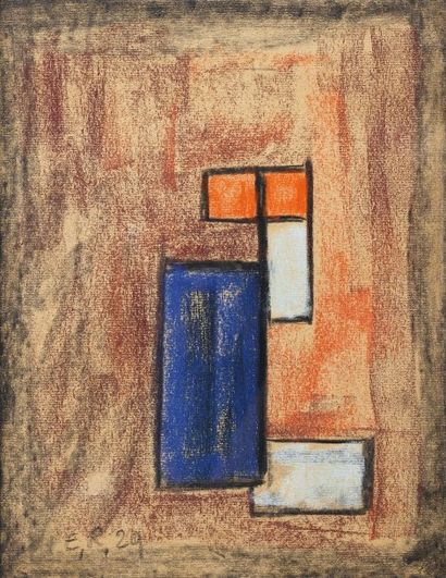 Engel-Pak (1885-1965) Composition abstraite, 1929 Pastel sur papier. Monogrammé et...