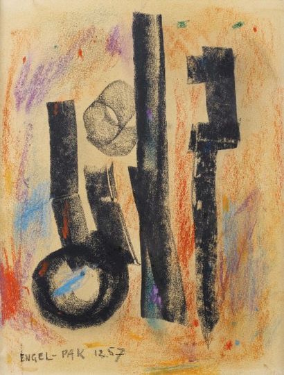 Engel-Pak (1885-1965) Composition abstraite, 1957 Pastel sur papier. Signé et daté...