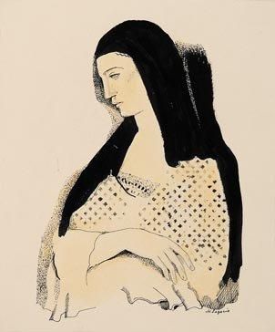 Maria LAGORIO (1893-1979) Neuf esquisses de personnages, 1924-30.
Encres de Chine...