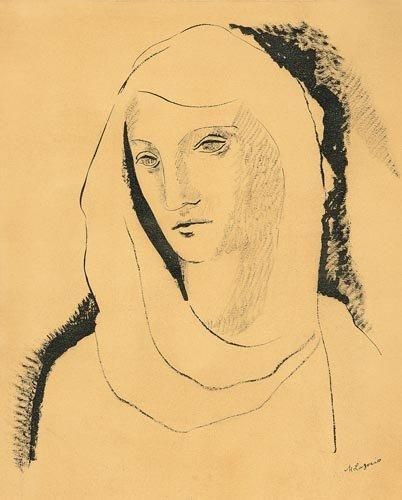Maria LAGORIO (1893-1979) Femme au voile
Encre de Chine sur papier,
signée en bas...