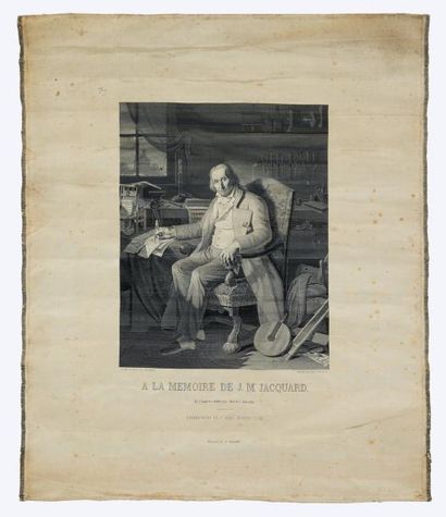 [JACQUARD (Joseph Marie)] Portrait en soie tissée. Lyon, Didier Petit et Cie, 1839....