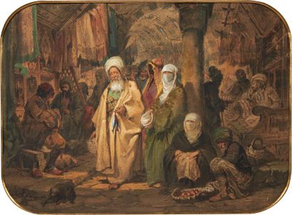 COMTE AMADEO PREZIOSI (1816-1882) Le Grand Bazar de Constantinople Gouache et aquarelle...