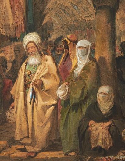 COMTE AMADEO PREZIOSI (1816-1882) Le Grand Bazar de Constantinople Gouache et aquarelle...