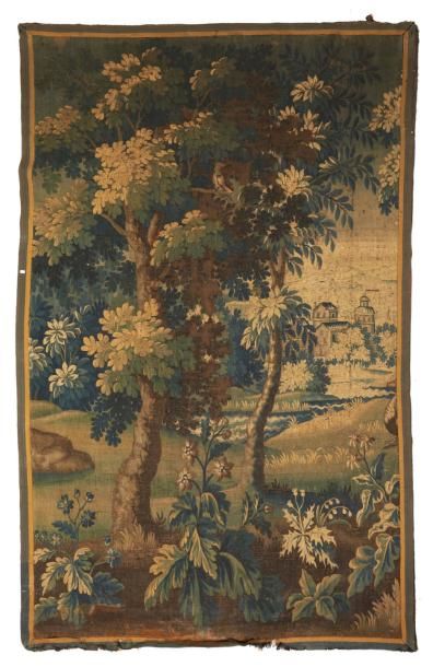 null TAPISSERIE dîte verdure de la manufacture d'Aubusson à décor d'un paysage de...