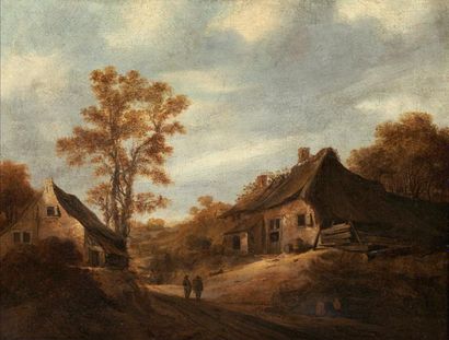 ÉCOLE HOLLANDAISE VERS 1640, ENTOURAGE DE SALOMON ROMBOUTS Paysage à la chaumière...