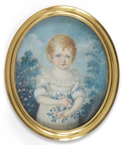 LOUIS-LIÉ PERIN SALBREUX (1753 - 1817) (ÉCOLE DE) Portrait de jeune fille dans un...