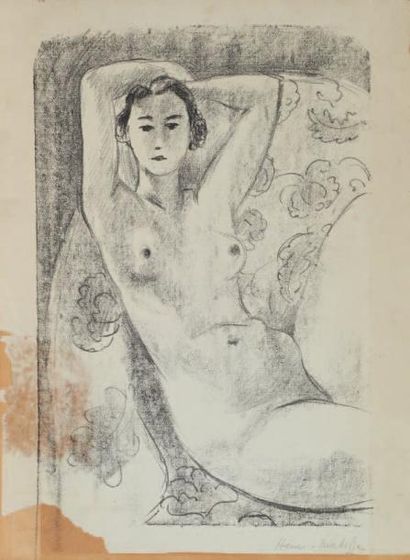 HENRI MATISSE Femme Lithographie. Signée en bas à droite. H_53,5 cm L_39,5 cm Provenance:...