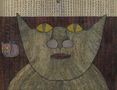GUY BOURDIN (1928-1991) Le chat, 1954 Encre et aquarelle sur papier. Signée et datée...