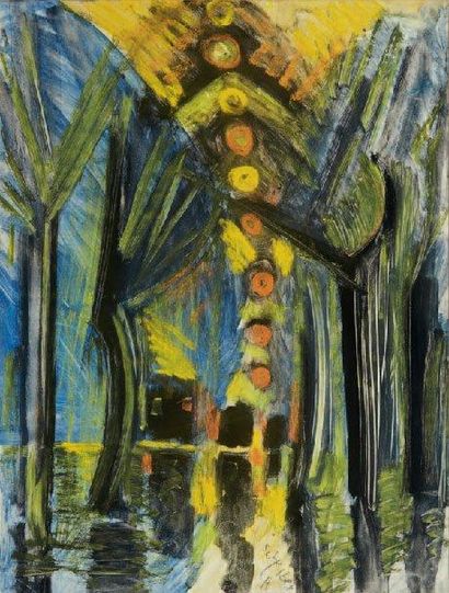 HUGO SCHEIBER (1873-1950) Lumières, arbres, rues Aquarelle sur papier. Signée en...