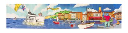 null Richard ORLINSKI (Né en 1966)
Importante fresque représentant le port de Saint-Tropez
Signée...