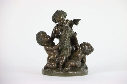 null SARAZIN Jacques (1592-1660) dans le goût. 
Les enfants et la chèvre. 
Sculpture...