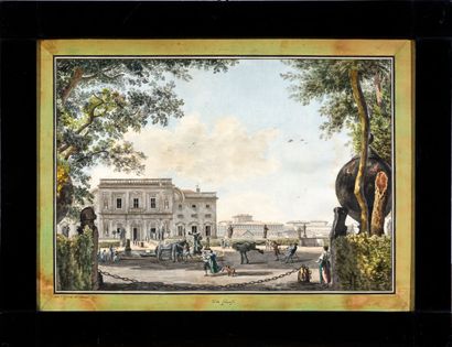null Ecole du XVIIIe siècle
Vue de la Villa Ludovisi
Aquarelle sur papier
Titré en...