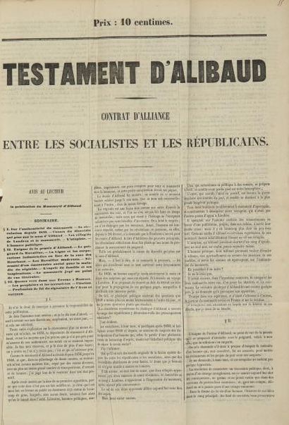 [ALIBAUD (Louis)] Testament d'Alibaud. Contrat d'alliance entre les socialistes et...