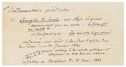 ESQUIROS (Alphonse) L'Évangile du Peuple. Paris, 1840. In-12, broché. Édition originale...
