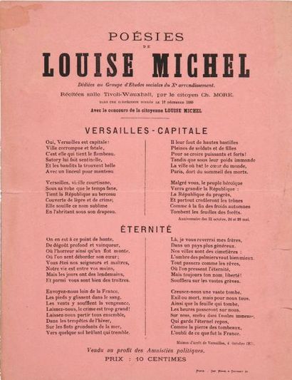 MICHEL (Louise) Poésies de Louise Michel. Dédiées au Groupe d'Études sociales du...