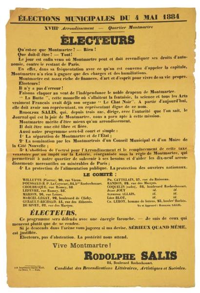 SALIS (Rodolphe) Élections municipales du 4 mai 1884 XVIIIe arrondissement, quartier...