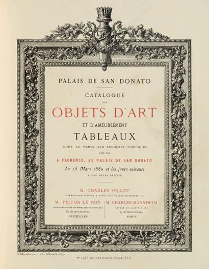 1880. [DEMIDOFF] Catalogue des objets d'art et d'ameublement, tableaux dont la vente...
