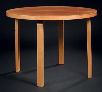 Alvar Aalto (1898-1976) Table modèle «A70» Bouleau et teck Édition Artek 1935 H_72...