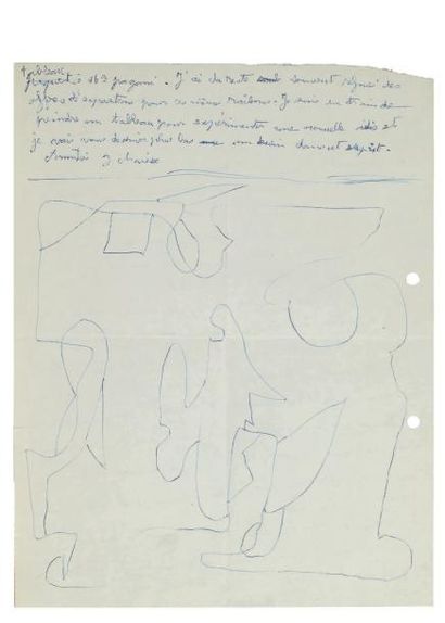 CHAISSAC Gaston Lettre autographe signée avec dessin, 21 mars 1959, à un ami [Robert...
