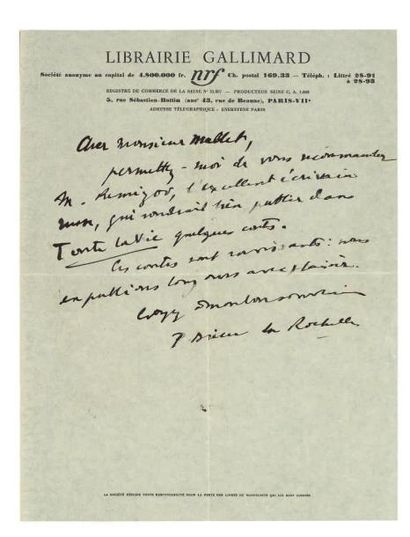 FORT Paul (1872-1960) poète 2 Lettres autographes signées, 21 mai 1910 et Lundi [6...