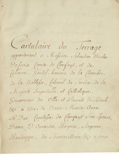 BINCHE Manuscrit, vers 1735; volume petit in-4 de 255 pages, rel ancienne parchemin...