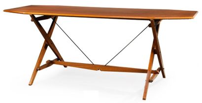 Franco ALBINI (1905-1977) Table / bureau modèle «TL-2» Palissandre et tiges de métal...