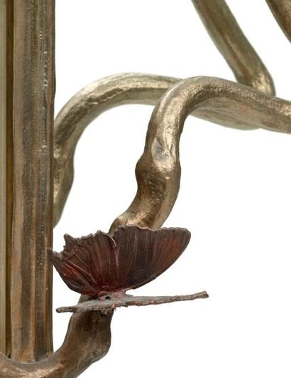 CLAUDE LALANNE (NÉE EN 1924) Miroir modèle «Structure végétale» Bronze doré et cuivre...