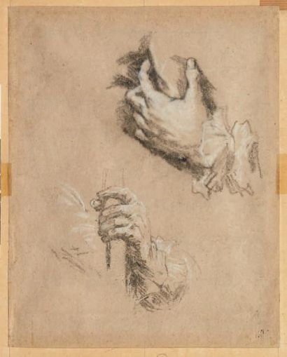 PIETRO LONGHI (VENISE 1702 - 1785) Recto: Etude de buste d'homme Verso: Deux études...