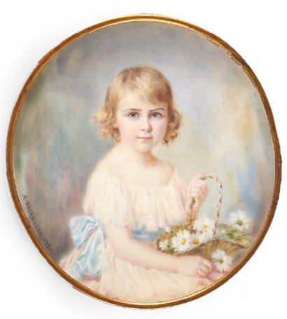 M. DELAROCHE (ÉCOLE FRANÇAISE DU DÉBUT DU XXE SIÈCLE) Portrait de jeune fille en...