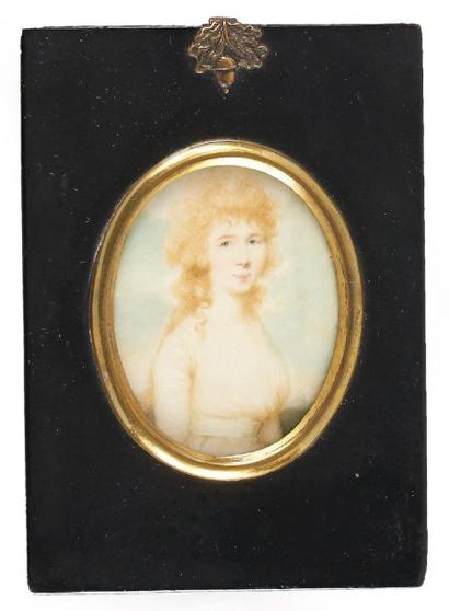 Ecole anglaise de la fin du XVIIIe siècle Portrait de jeune femme en robe de voile...