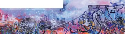 SONIC City of dream (dyptique), 2012 Peinture à la bombe et marqueurs H_65 cm L_153...