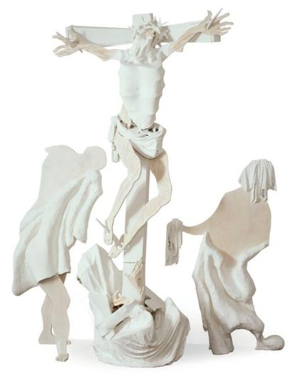 RACHEL FEINSTEIN (NÉE EN 1971) Crucifixion, 2003 Triptyque. Plâtre, contre plaque,...